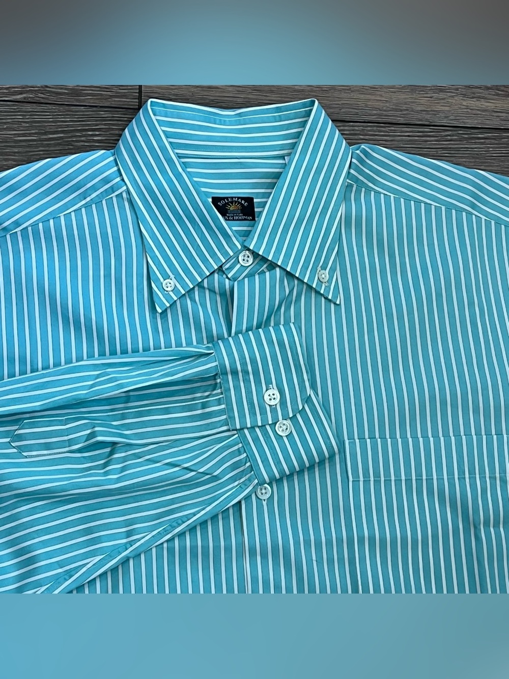 Solemare Maus and Hauffman Turquoise Stripped Nautical Mens Large Made in Italy